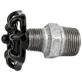 Zwart handwiel 52 mm op nippel, zwarte moer, fitting van gegalvaniseerd gietijzer