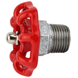 Rood handwiel 52 mm op halve nippel, 1/2'' met roestvrijstalen moer, fitting van gegalvaniseerd gietijzer