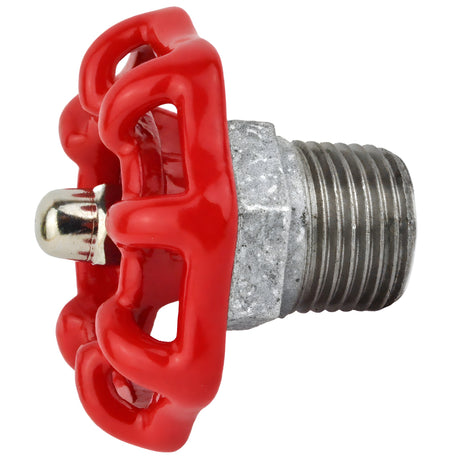 Rood handwiel 52 mm op halve nippel, 1/2'' met roestvrijstalen moer, fitting van gegalvaniseerd gietijzer