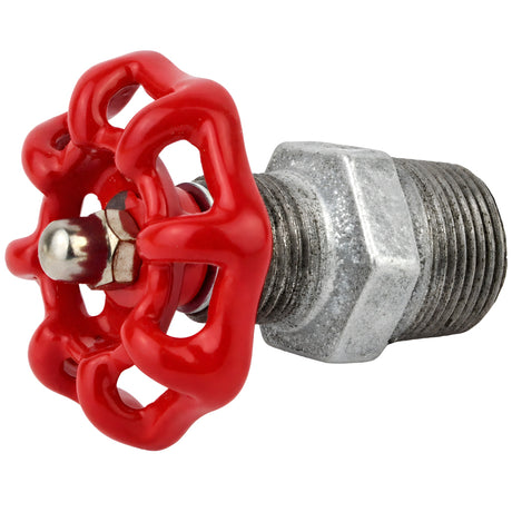 Rood handwiel 52 mm op nippel, roestvrijstalen moer, fitting van gegalvaniseerd gietijzer