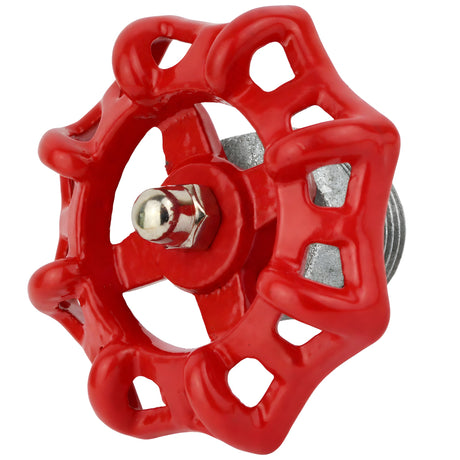 Rood handwiel 72 mm op halve nippel, 1/2'' met roestvrijstalen moer, fitting van gegalvaniseerd gietijzer