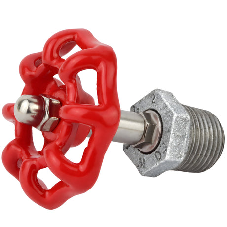 Rood handwiel op verlengde halve nippel, 52 mm, fitting van gegalvaniseerd gietijzer