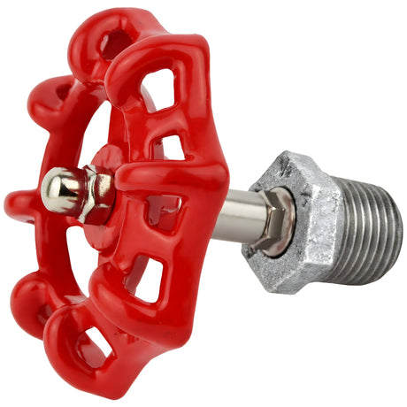 Rood handwiel op verlengde halve nippel, 72 mm, fitting van gegalvaniseerd gietijzer