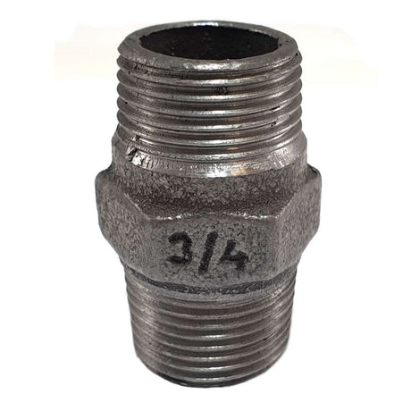 Nippel Rechts/Links MM gietijzer zwarte schroefdraad 3/4" Ø27 op schroefdraad