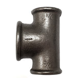 Raccord Té réduit fonte noire Fem/Fem/Fem