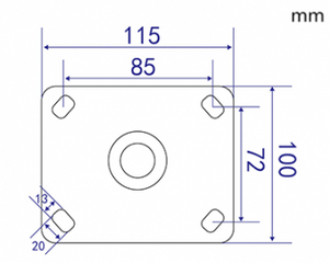 Industrieel zwart zwenkwiel - metaal - 125mm