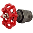 Rode metalen handwiel op 3/4'' gietijzeren nippel